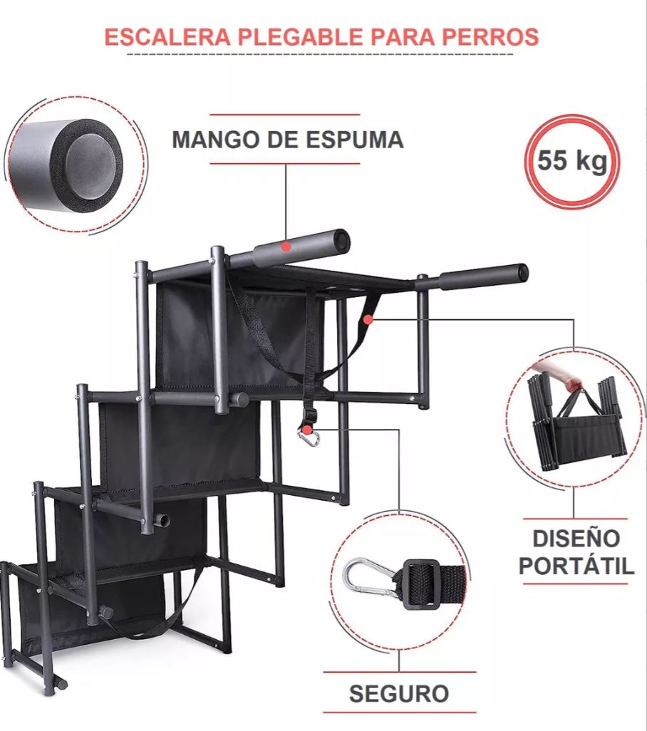 Escalera Para Perros Y Mascotas De 4 Peldaños Resistente