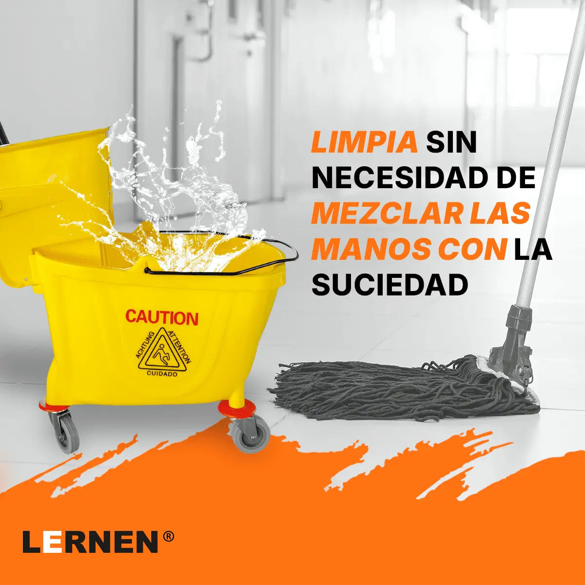 Carro Estrujador De Aseo Mopa 33 litros Amarillo Lernen