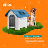 Casa para Perro con Ventana y Techo Azul Keru