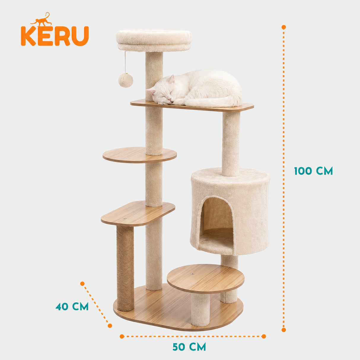 Castillo Rascador para gatos KERU Multinivel con Juegos