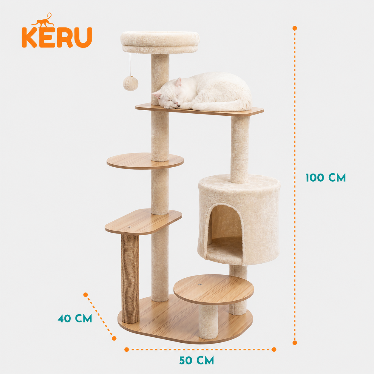 Castillo Rascador para gatos KERU Multinivel con Juegos