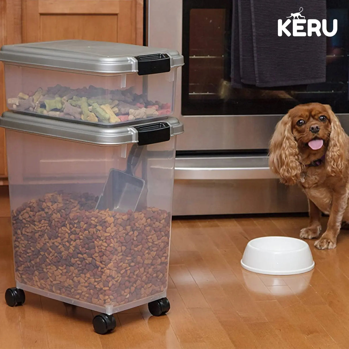 Contenedor De Alimento, Comida, Premios, Perro Gato con Ruedas Keru