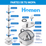 Trapeador Mopa 360 Con Balde Giratorio Centrifugo Microfibra