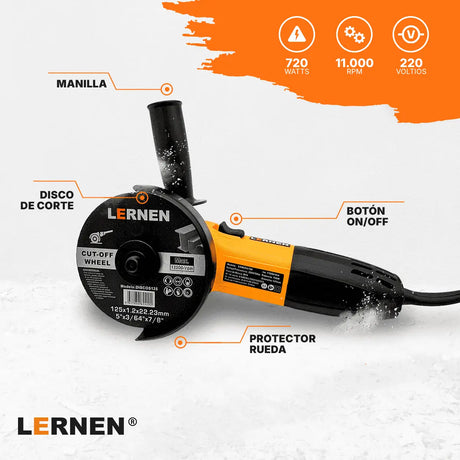 Esmeril Angular Eléctrico LERNEN 125mm – 720W Lernen