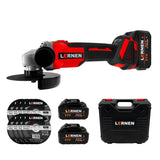 Esmeril angular inalámbrico de 125 mm + 8 Discos + 2 Baterías Lernen