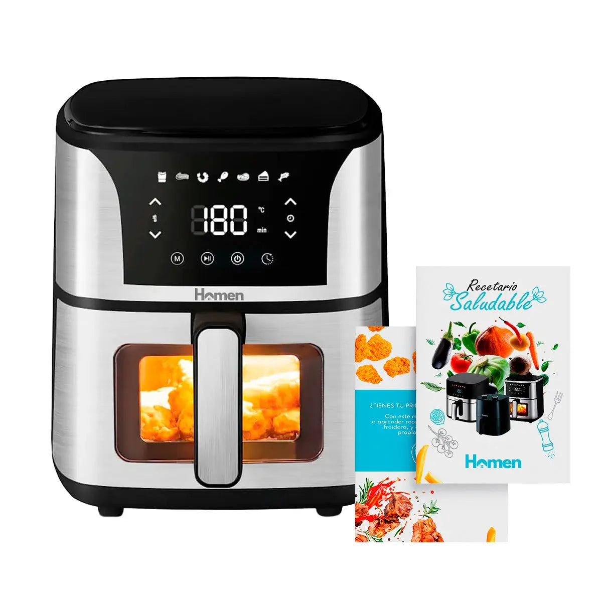 Freidora de Aire 5.5 Litros 1350W Homen con Panel Touch — Mayor capacidad y control