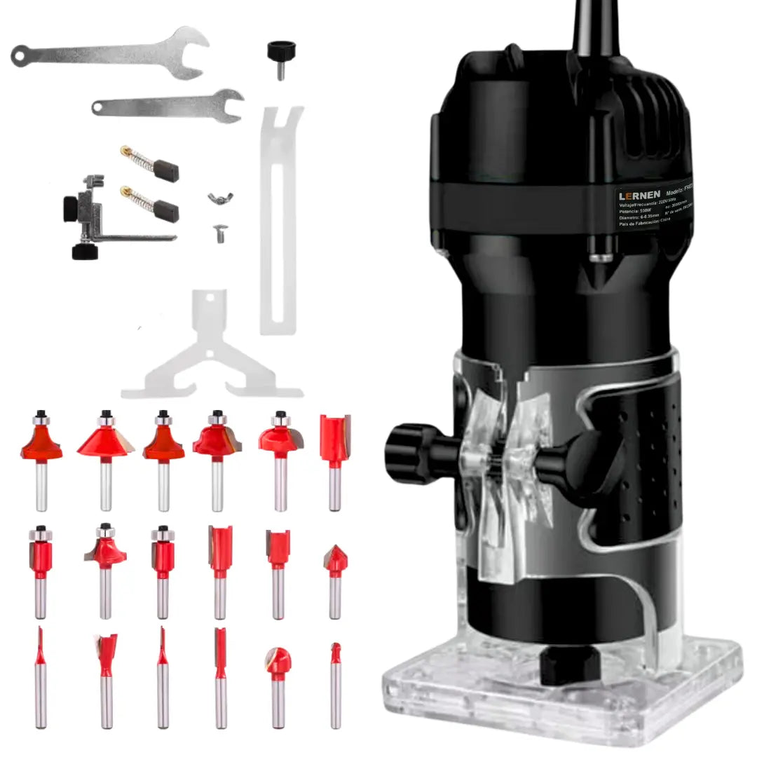 Fresadora Router Tupi 6-6.35mm LERNEN- 220v 50hz - 550w + 18 Fresas!