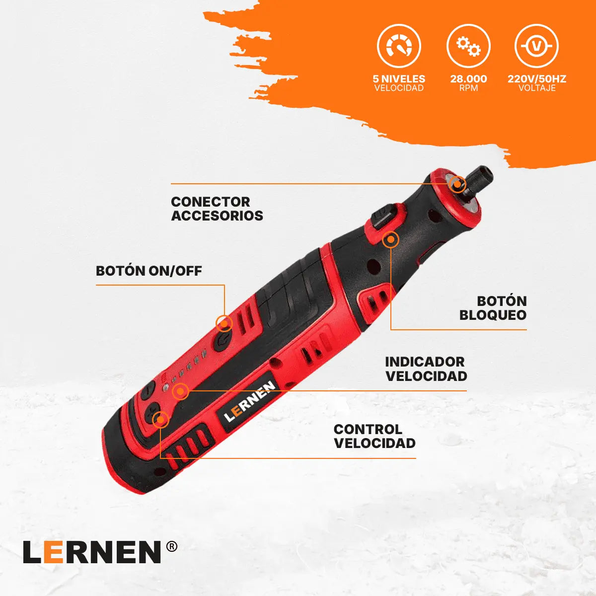 Herramienta Grabado Multipropósito Inalámbrico LERNEN + 85 Accesorios. Lernen