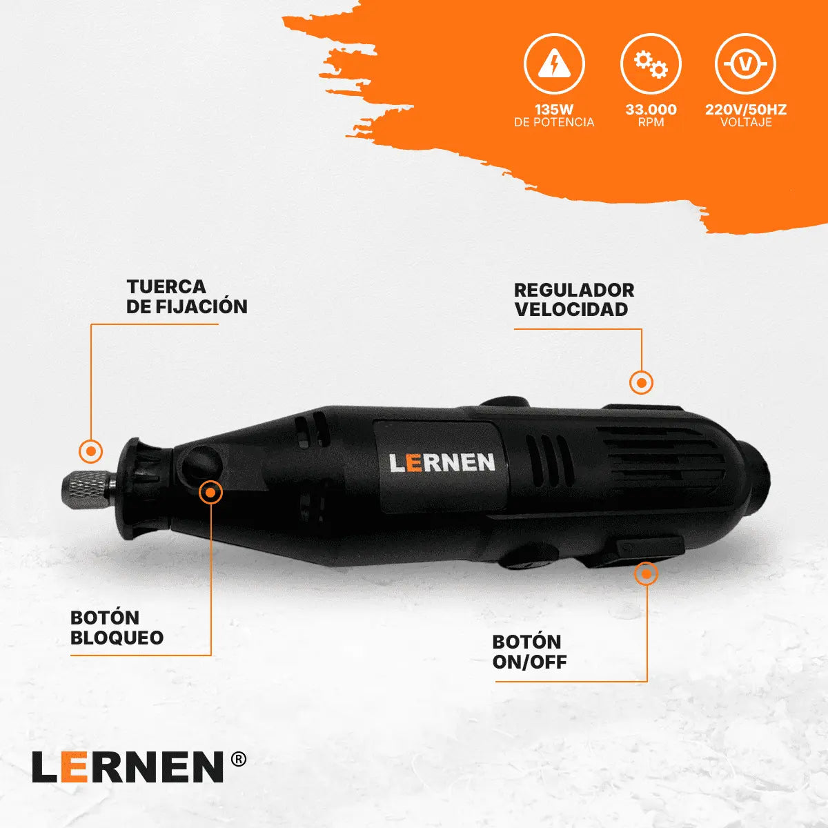 Herramienta Multipropósito Kit Minitorno Tipo Dremel 135w 211 Piezas Lernen