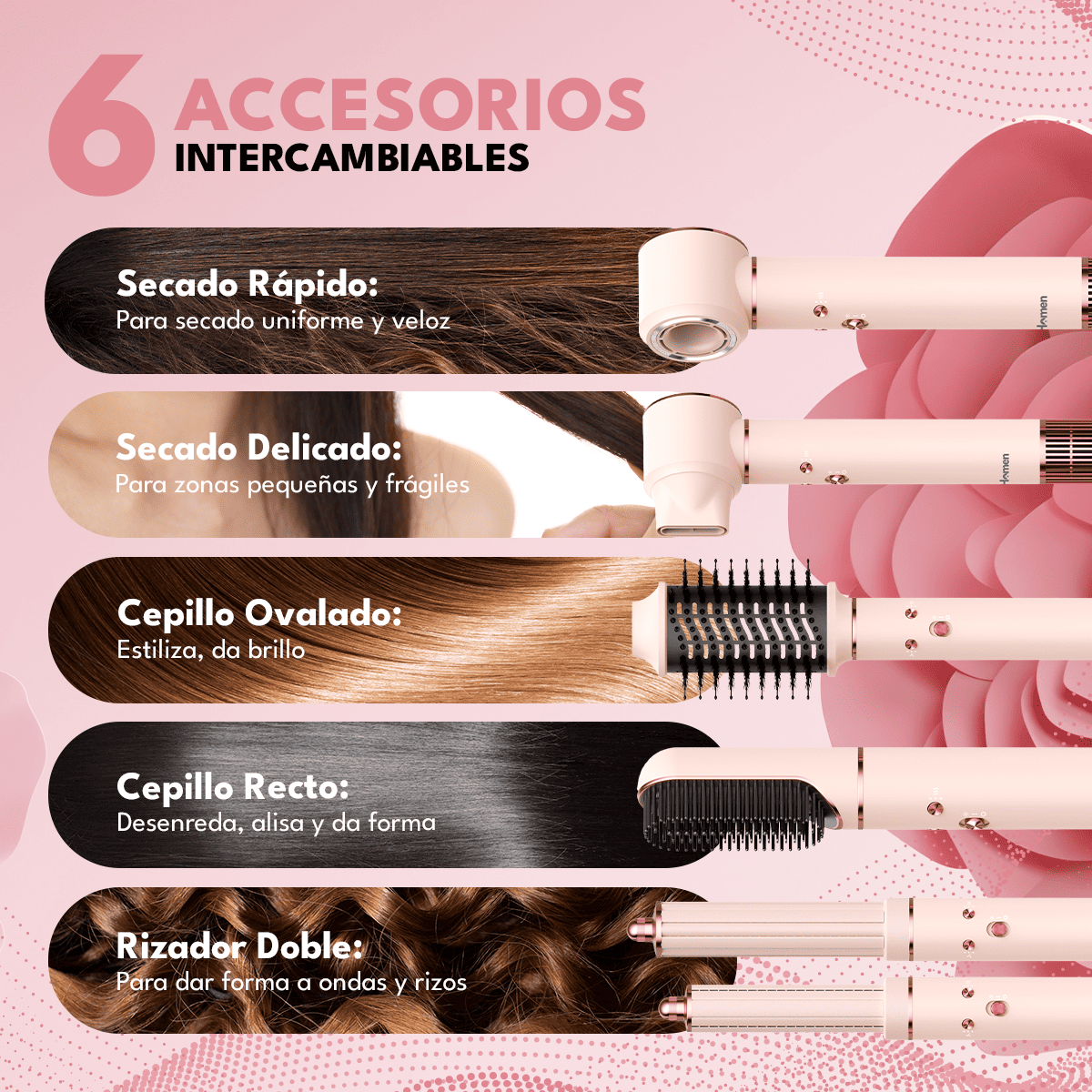 Secador De Pelo 6 En 1 Multifunción Homen EC - Técnología Iones