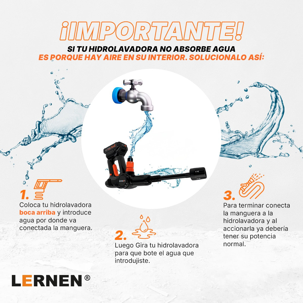 Hidrolavadora Inalámbrica PRO Lernen + 2 baterías + Accesorios Lernen