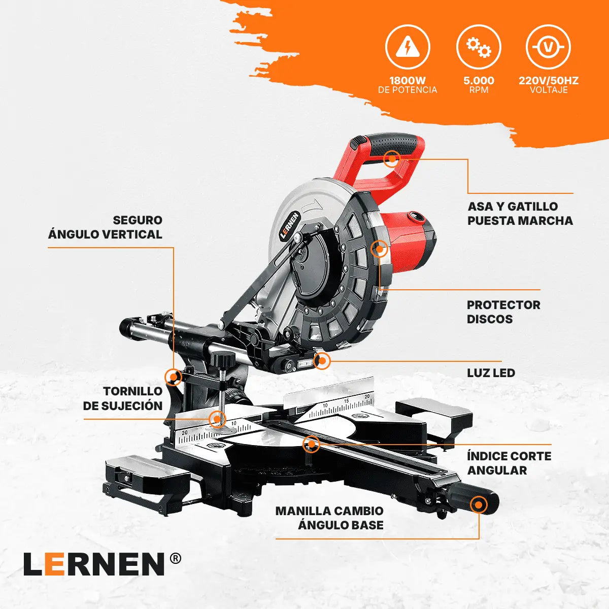 Ingleteadora Eléctrica Dual 1800W Lernen Lernen