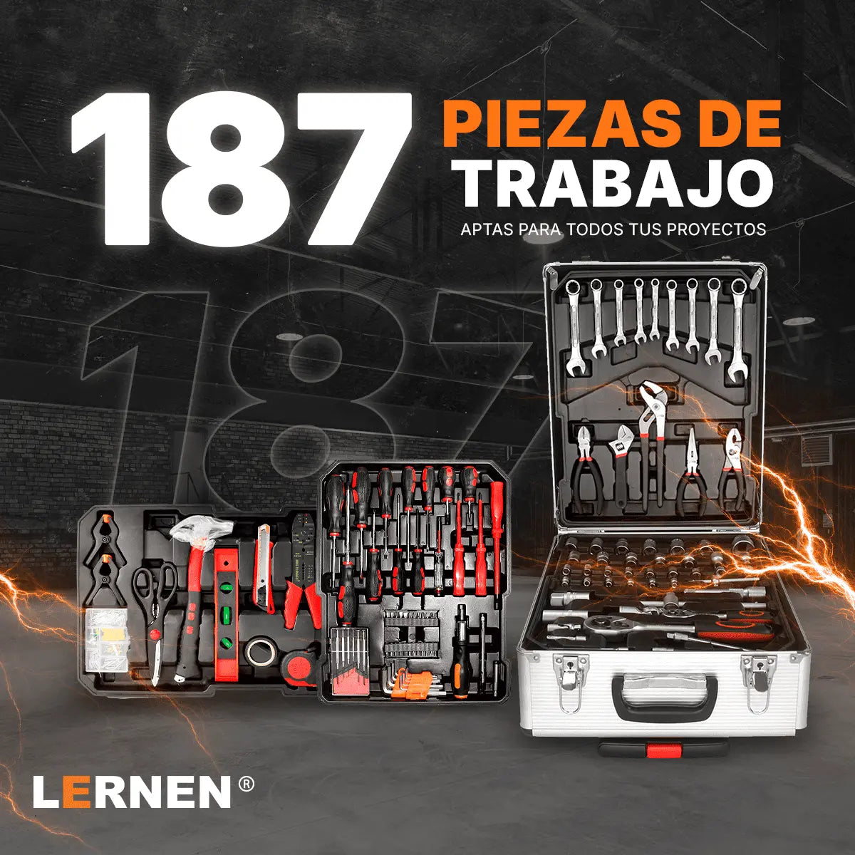 Kit Herramientas Manuales Pro Lernen 187 pcs Lernen