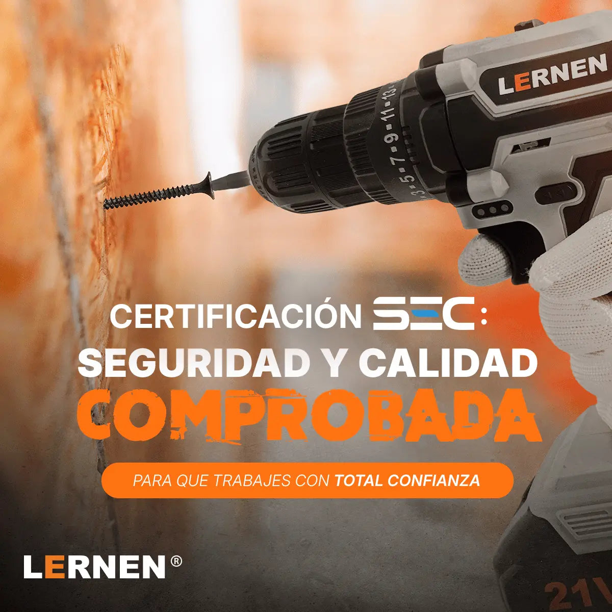 Kit Taladro Destornillador Inalámbrico LERNEN 21V + 2 Baterías + Acc Lernen