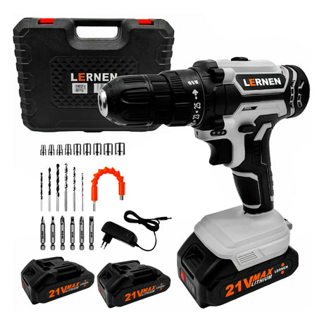 Kit Taladro Destornillador Inalámbrico LERNEN 21v + 2 Baterías Lernen