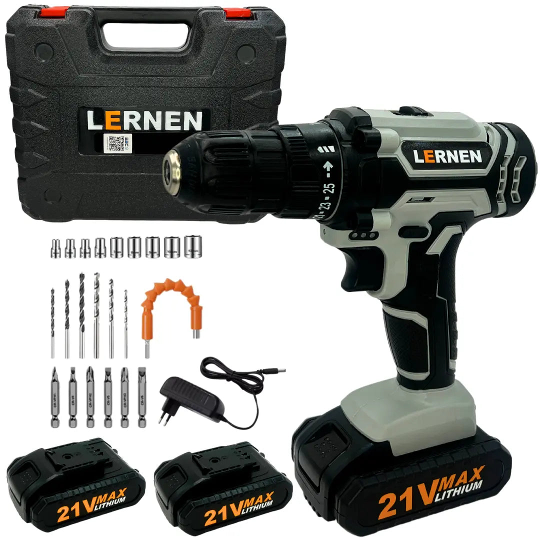 Kit Taladro Destornillador Inalámbrico LERNEN 21v + 2 Baterías