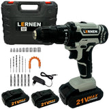 Kit Taladro Destornillador Inalámbrico LERNEN 21v + 2 Baterías