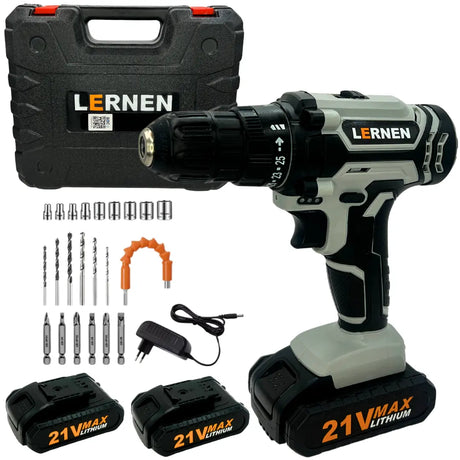 Kit Taladro Destornillador Inalámbrico LERNEN 21v + 2 Baterías