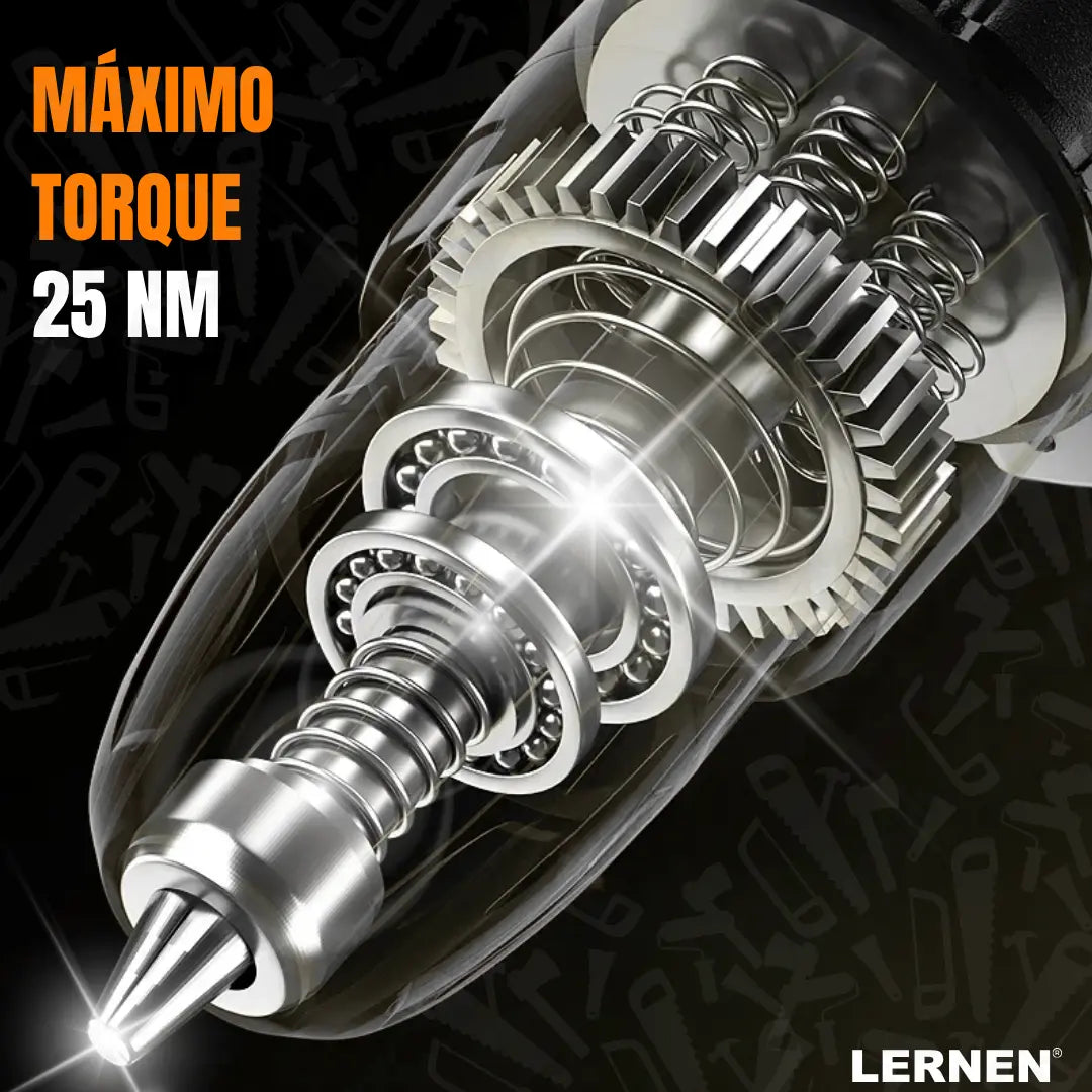 Kit Taladro Destornillador Inalámbrico LERNEN 21v + 2 Baterías Lernen