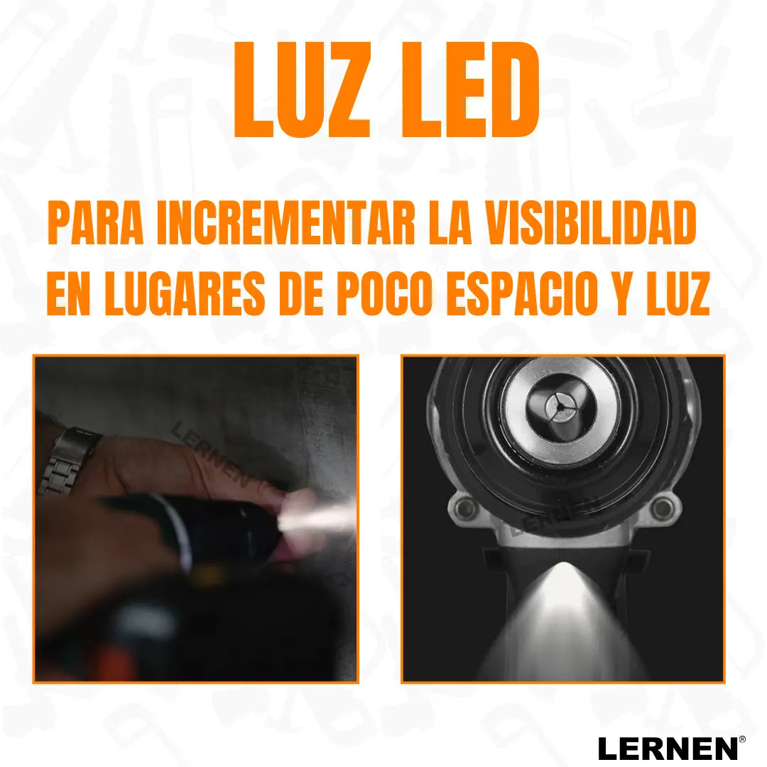 Kit Taladro Destornillador Inalámbrico LERNEN 21v + 2 Baterías Lernen