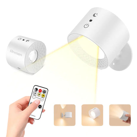 Lámpara de Pared Inalámbrica con Batería Recargable y Control Remoto – 5W Homen