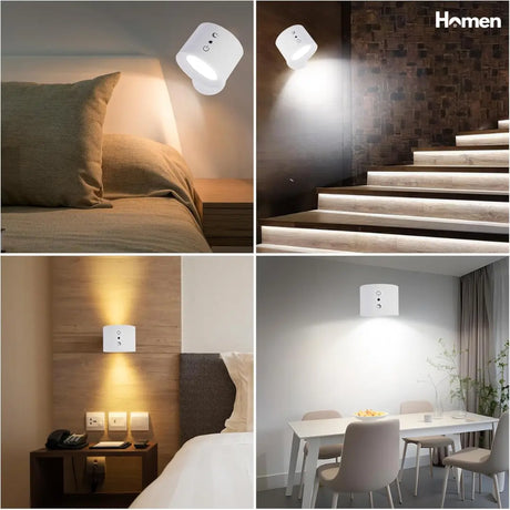 Lámpara de Pared Inalámbrica con Batería Recargable y Control Remoto – 5W Homen