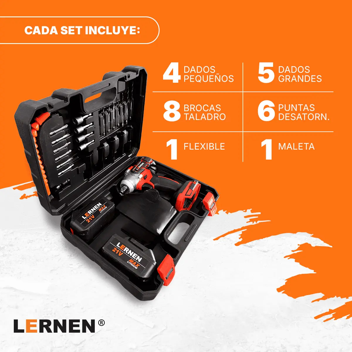 Llave Impacto 1/2 Lernen 21 V + 2 Baterías Lernen