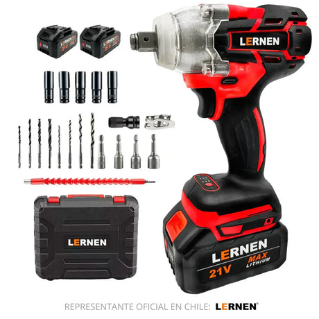 Llave Impacto 1/2" Inalámbrica LERNEN 21V + 2 Baterías + Acc Lernen