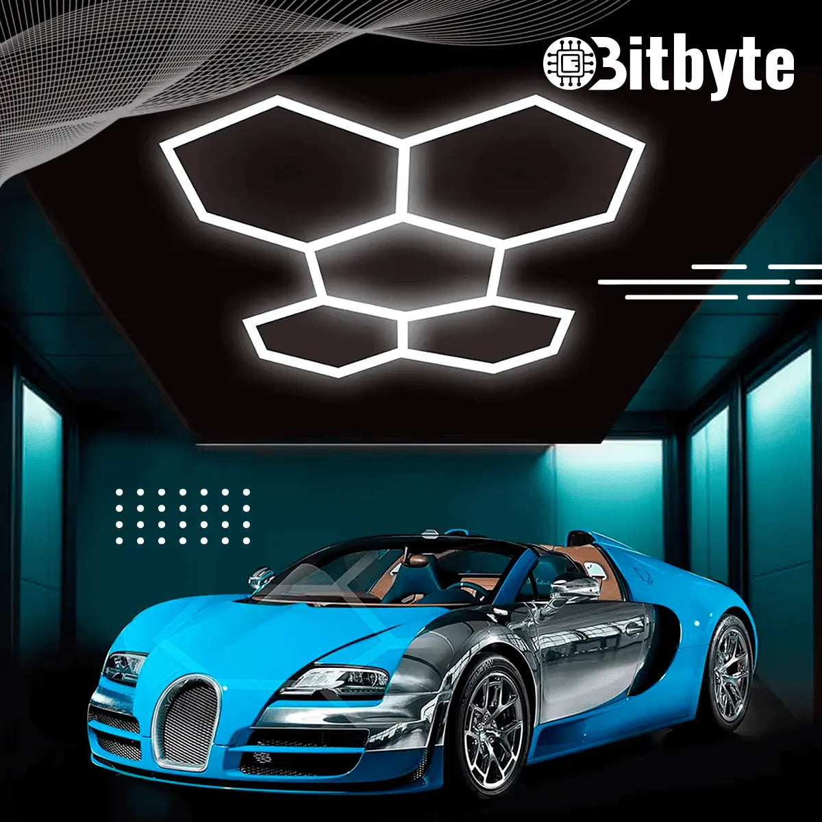 Luminaria LED Hexagonal Bitbyte 192W Blanca Fría 6500K Para Techo Bitbyte