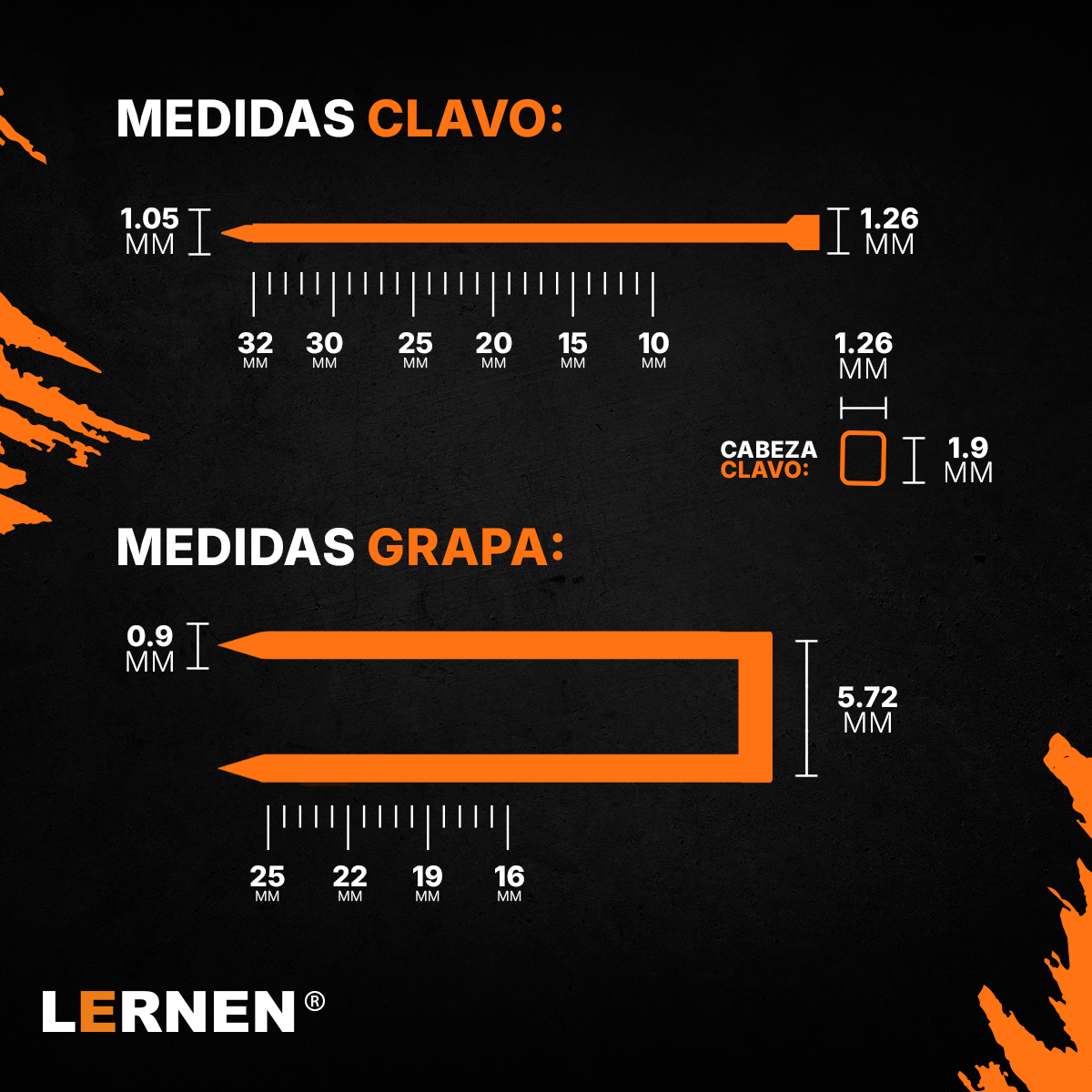 Pistola De Clavos Y Grapas Inalámbrica LERNEN + 2 Baterías Lernen