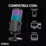 Micrófono de Streaming Podcast RGB Bitbyte M7 Gamer Bitbyte