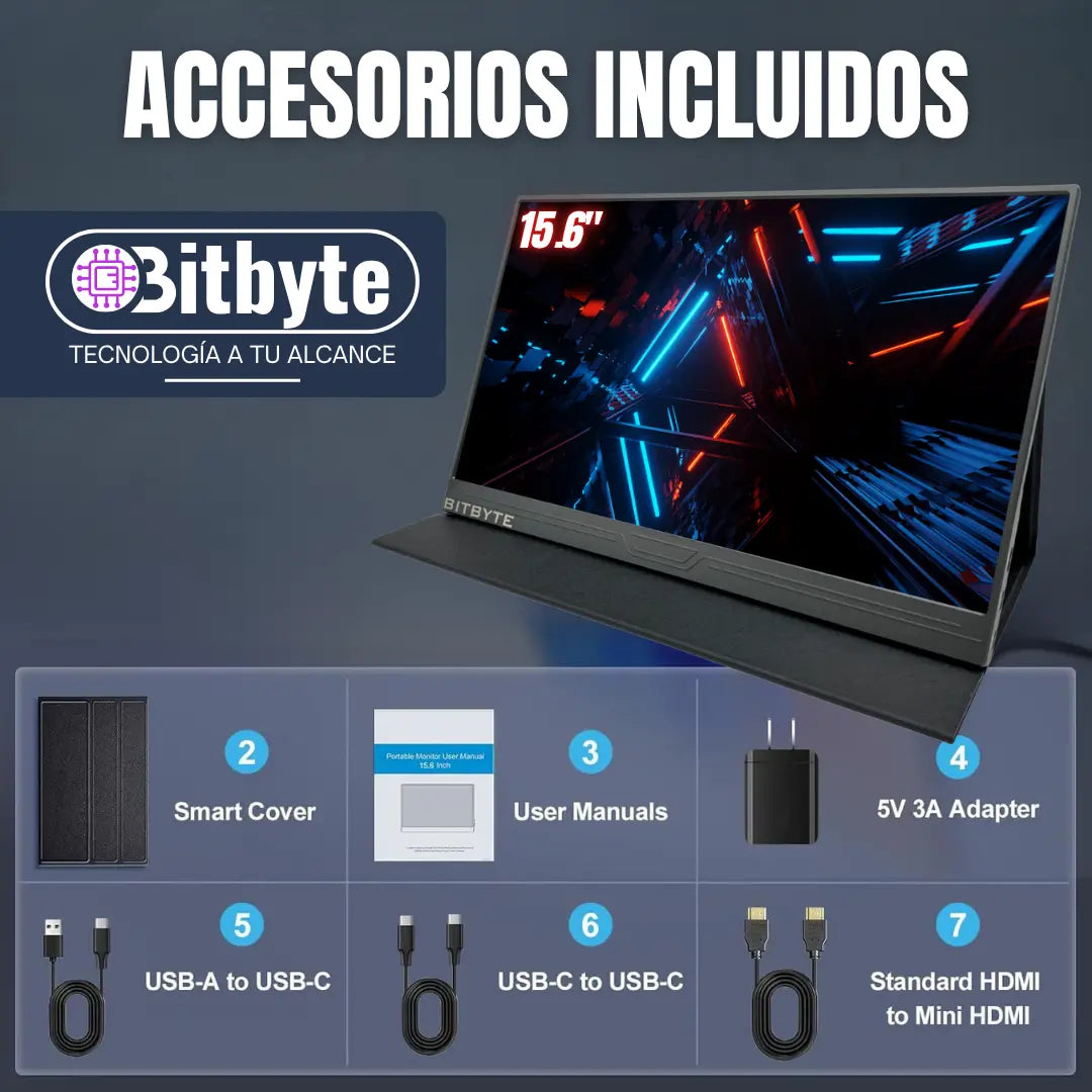 Monitor Portátil Bitbyte 15.6 Full Hd Ips Con Parlante Bitbyte