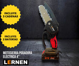 Pack Motosierra Podadora 4 Pulgadas 2 Baterías + Set De 150 Herramientas