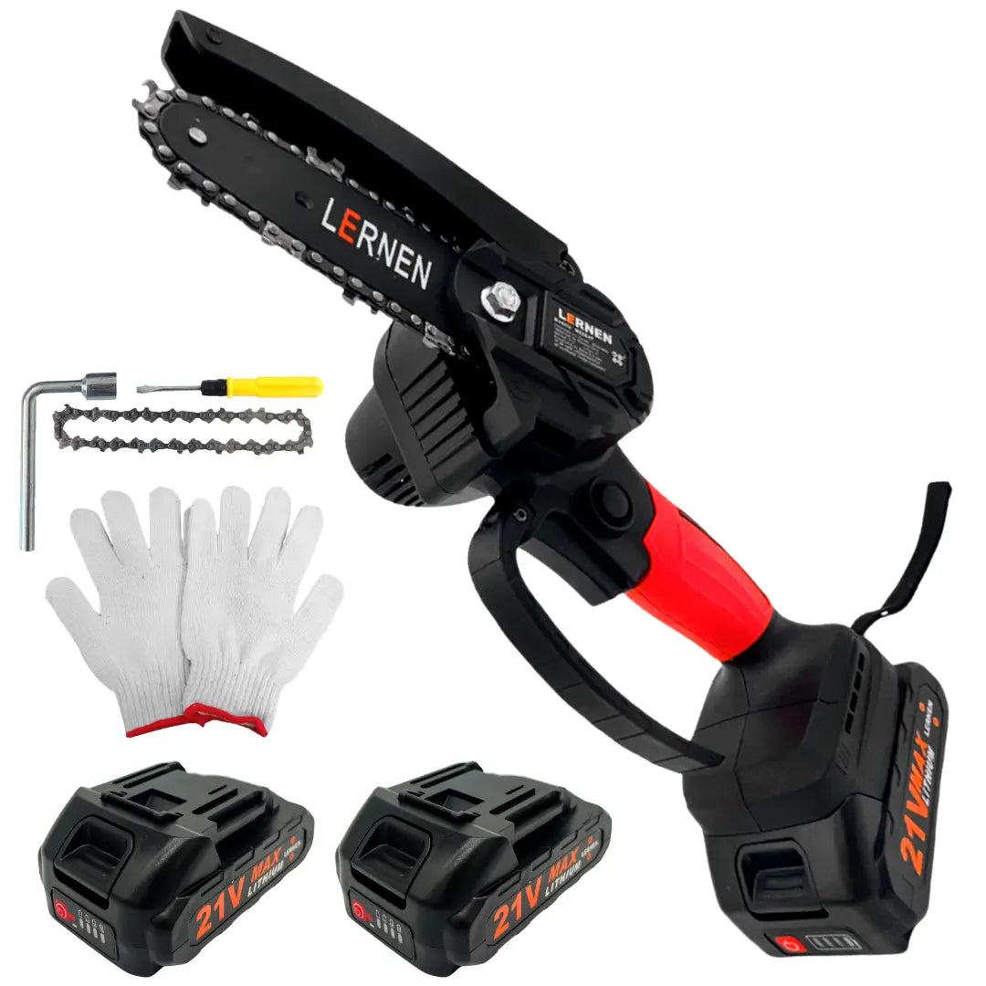 Motosierra Podadora Eléctrica 4 pulgadas LERNEN + 2 Baterías Lernen