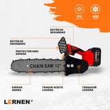 Motosierra Podadora Inalámbrica 12” LERNEN + 2 Baterías + Maletín Lernen