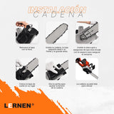 Motosierra Podadora Inalámbrica 16'' + 2 Baterías + Cadenas Lernen