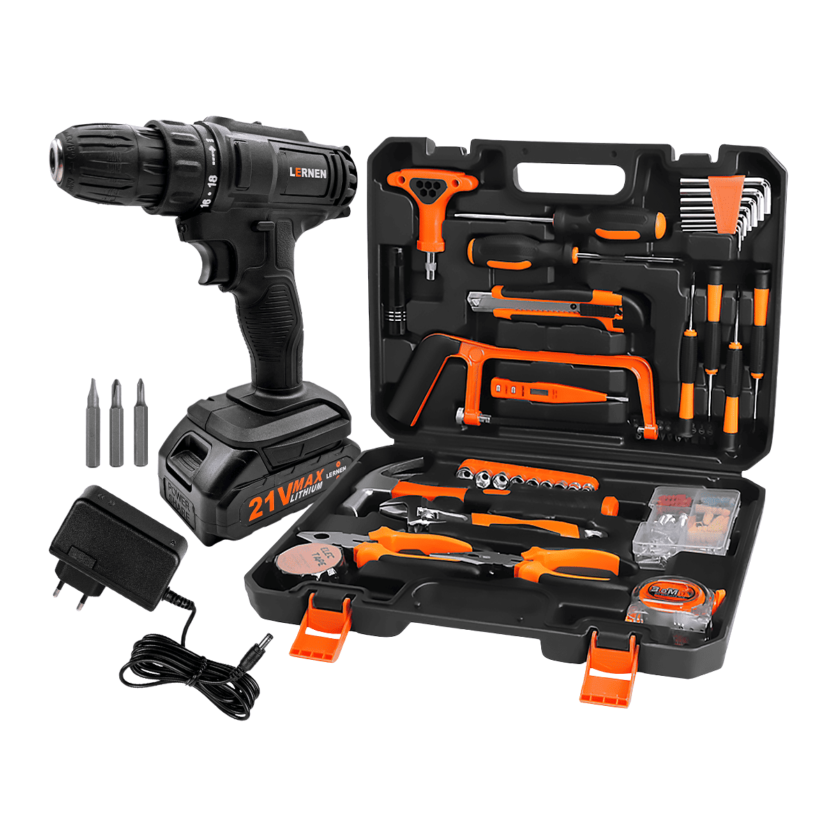 Taladro Inalámbrico 21v + Set De Herramientas 150 Piezas