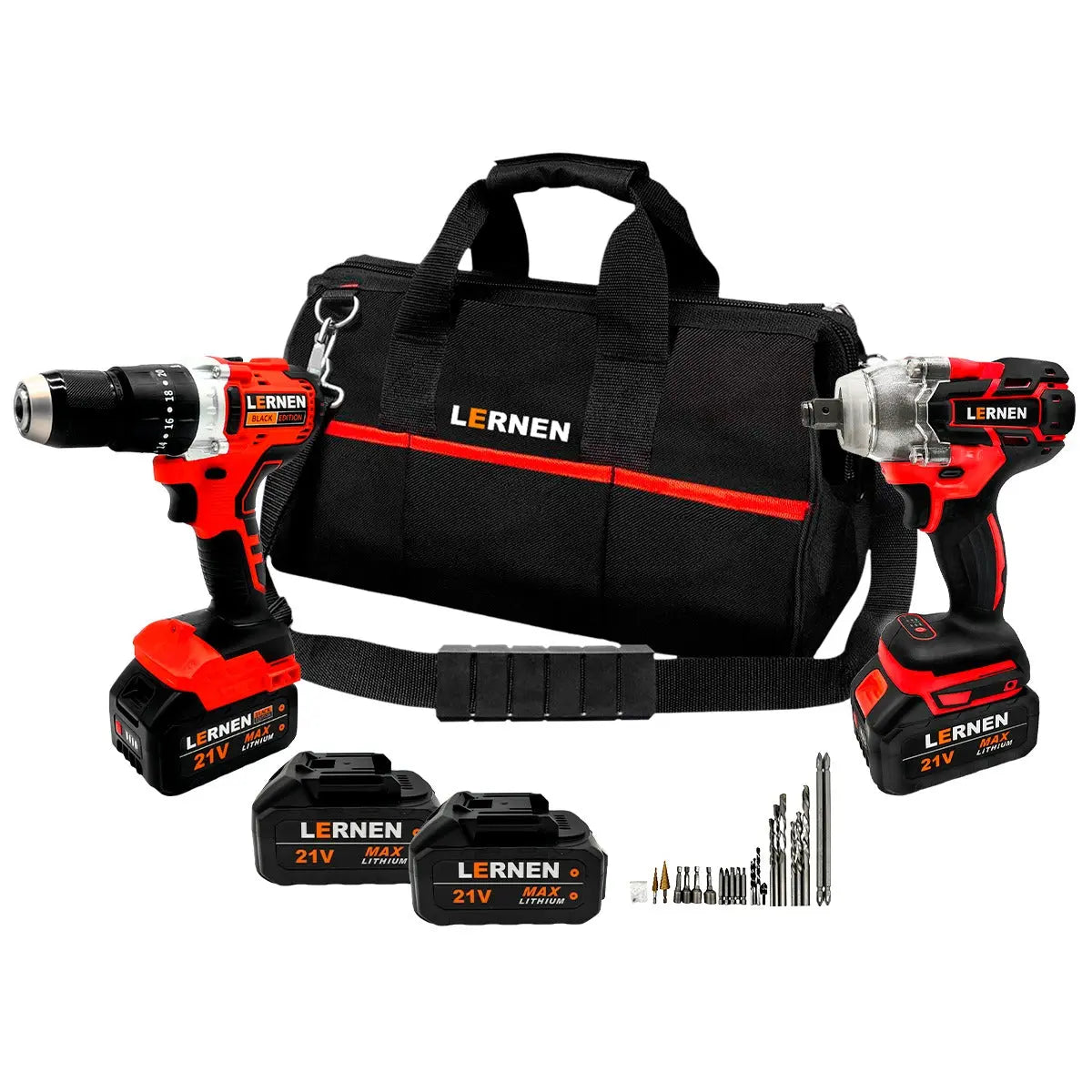 Pack Brushless Taladro y Llave Impacto LERNEN + Bolso + Accesorios