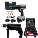 Pack Taladro Inalámbrico 2 Baterías + Taladro Percutor Lernen