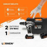 Pack Taladro Inalámbrico 21v 2baterías + Set Herramientas Lernen