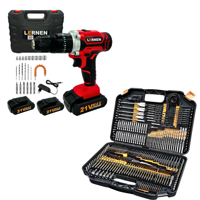Pack Taladro Percutor + Set 246 Brocas