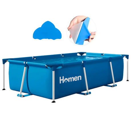 Piscina Estructural 3x2 Mhomen Para 3.900 Litros + Parches Celeste Homen