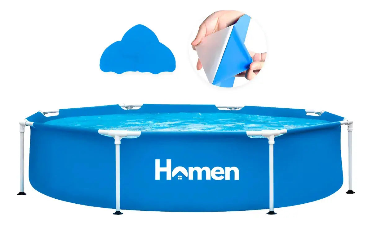 Piscina Estructural Redonda 3,66m Homen + Parches 8.000 Lt Celeste Homen