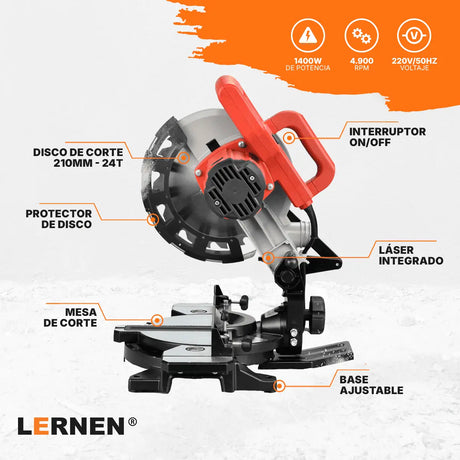 Sierra Ingleteadora 1400W con láser Lernen Lernen