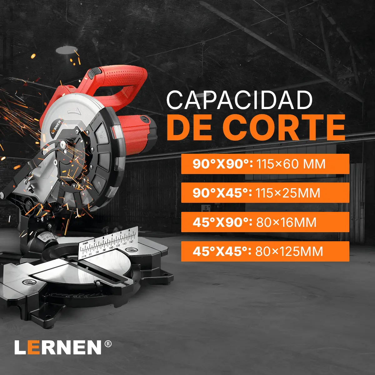 Sierra Ingleteadora 1400W con láser Lernen Lernen