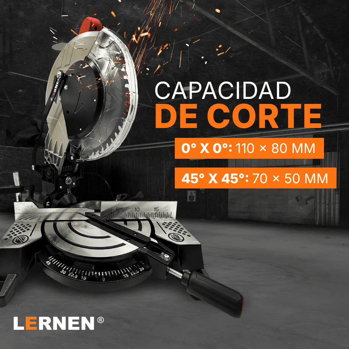 Sierra Ingleteadora Lernen 1500W + 2 Discos Lernen