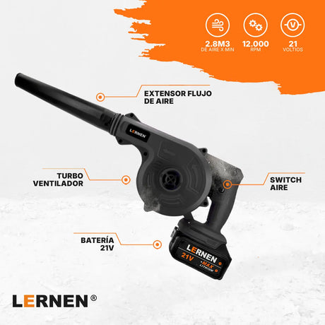 Sopladora Aspiradora Lernen Inalámbrica Con 2 Baterías Lernen