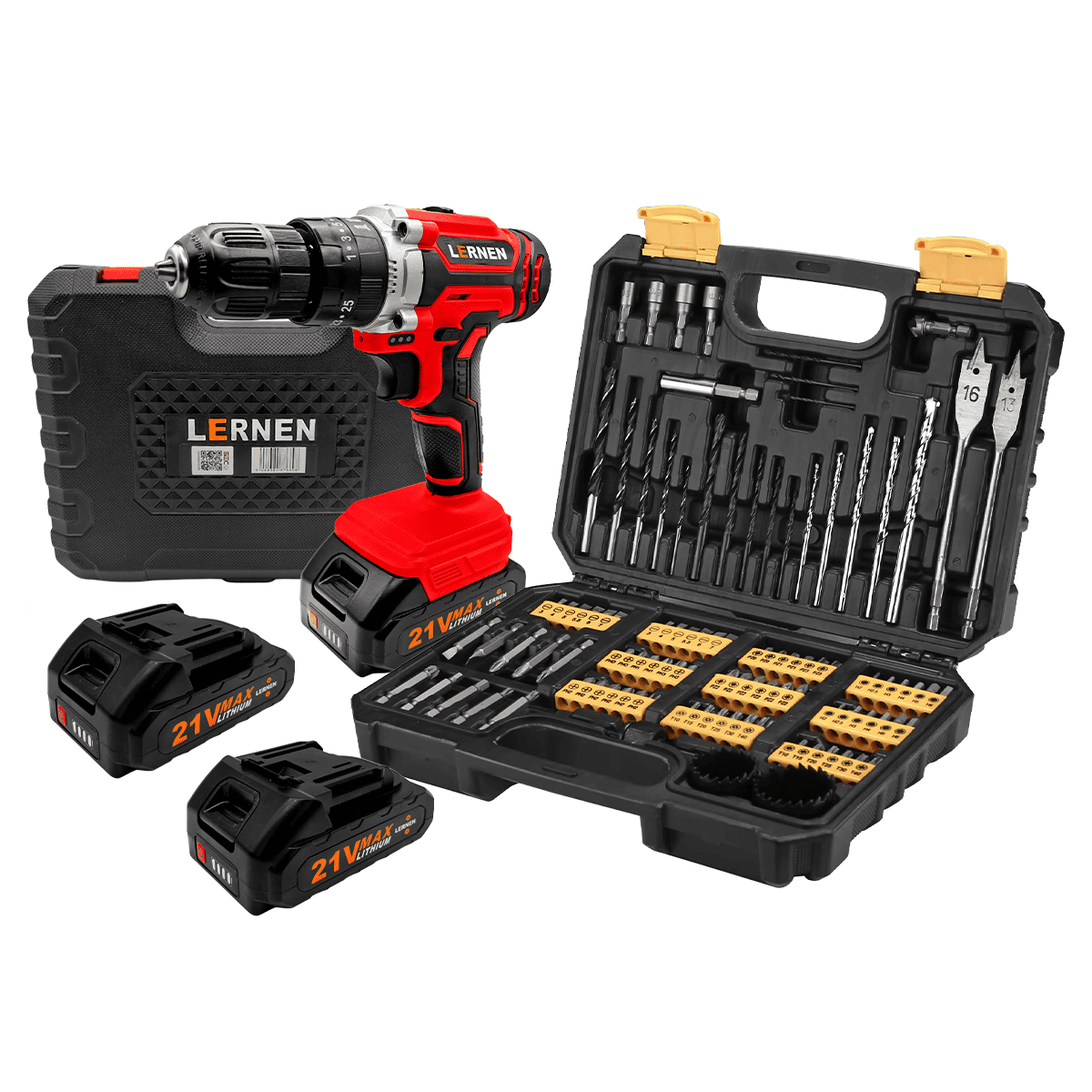 Pack Taladro Inalámbrico Percutor 2 Baterías + Set De 99 Brocas