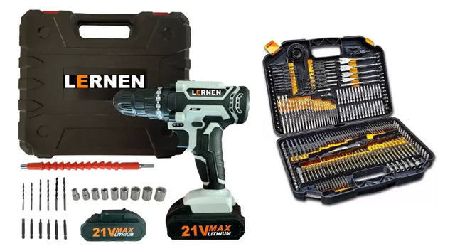 Taladro Desatornillador Inalámbrico 2 Baterías + Set 246 Brocas