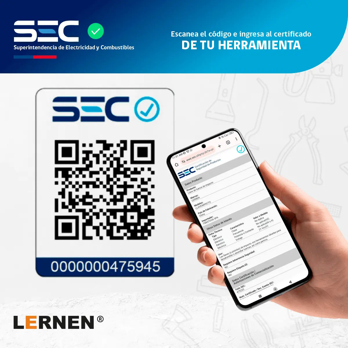 Taladro Destornillador Inalámbrico LERNEN + 1 Batería + Acc Lernen